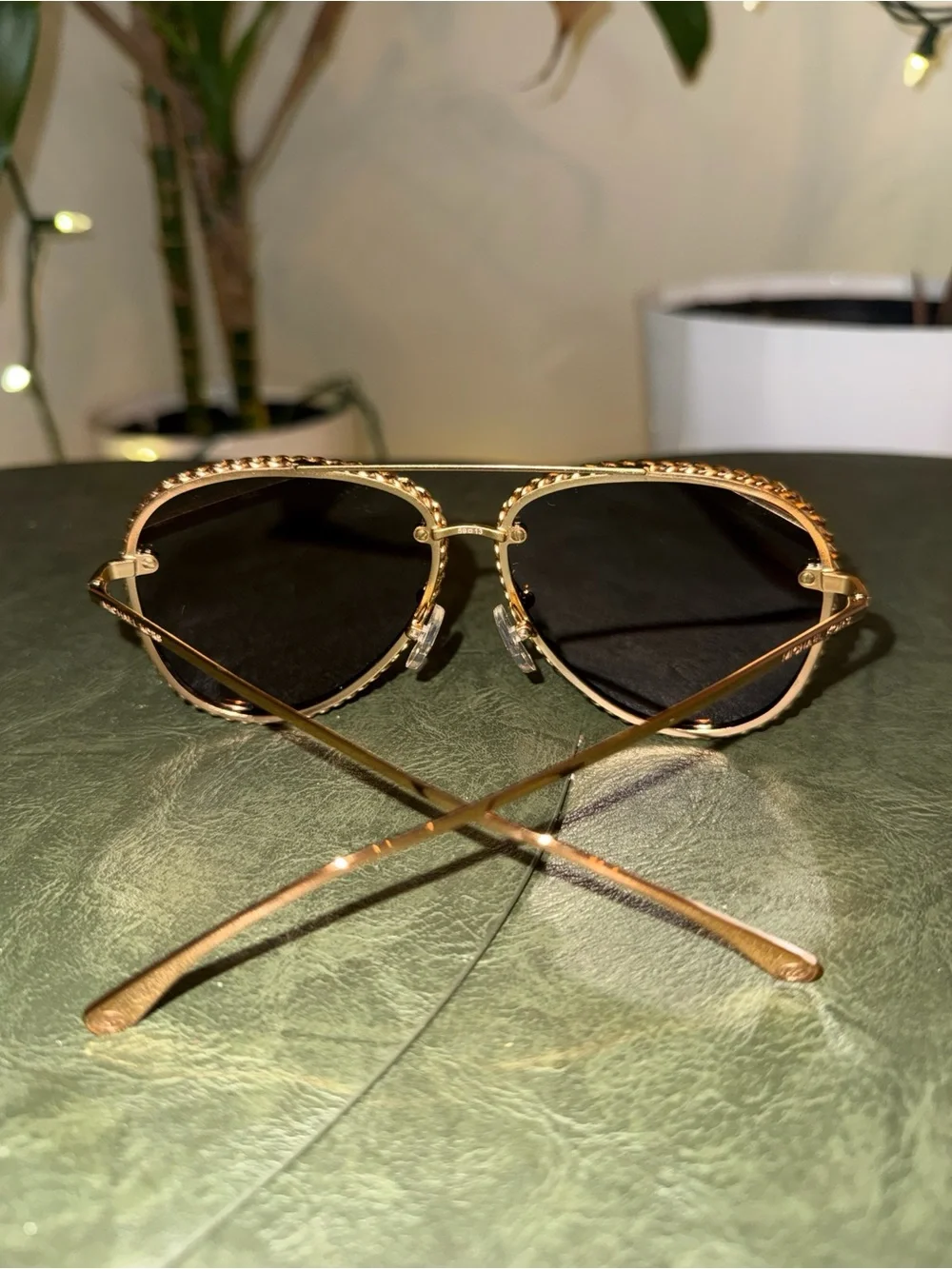 Michael Kors Gold-Tone Aviator Sunglasses with Braided Trim
